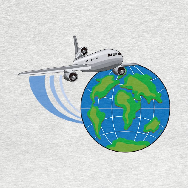 Commercial Jet Around World Retro by retrovectors